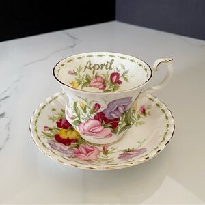 April Sweet Pea Cup & Saucer by Royal Albert